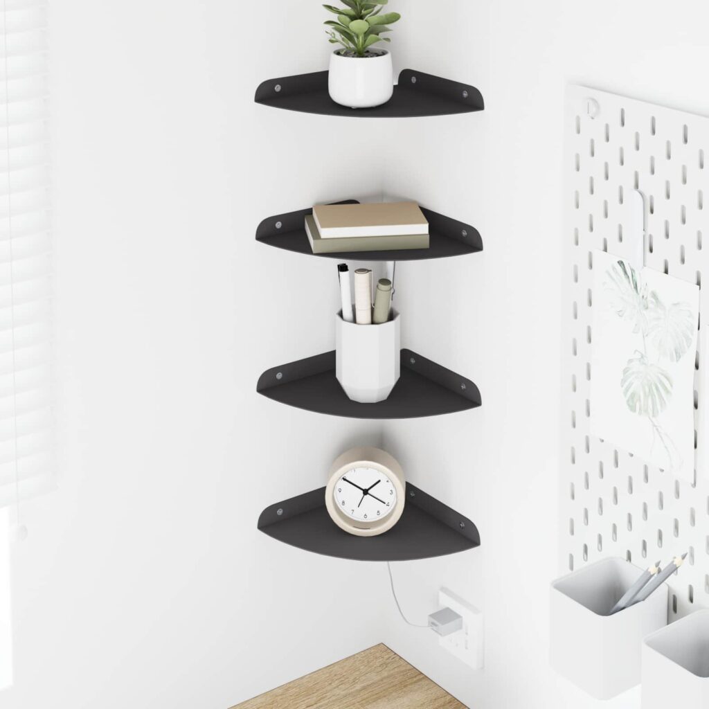 Kelluva hylly hyllyllä 4 pcs Musta 18 x 18 x 2 cm