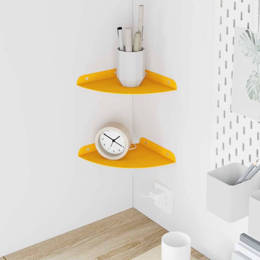 Kelluva hylly hyllyllä 2 pcs Sinappikeltainen 18 x 18 x 2 cm