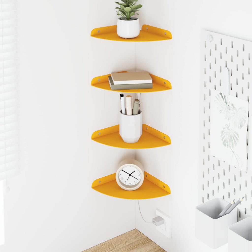 Kelluva hylly hyllyllä 4 pcs Sinappikeltainen 18 x 18 x 2 cm