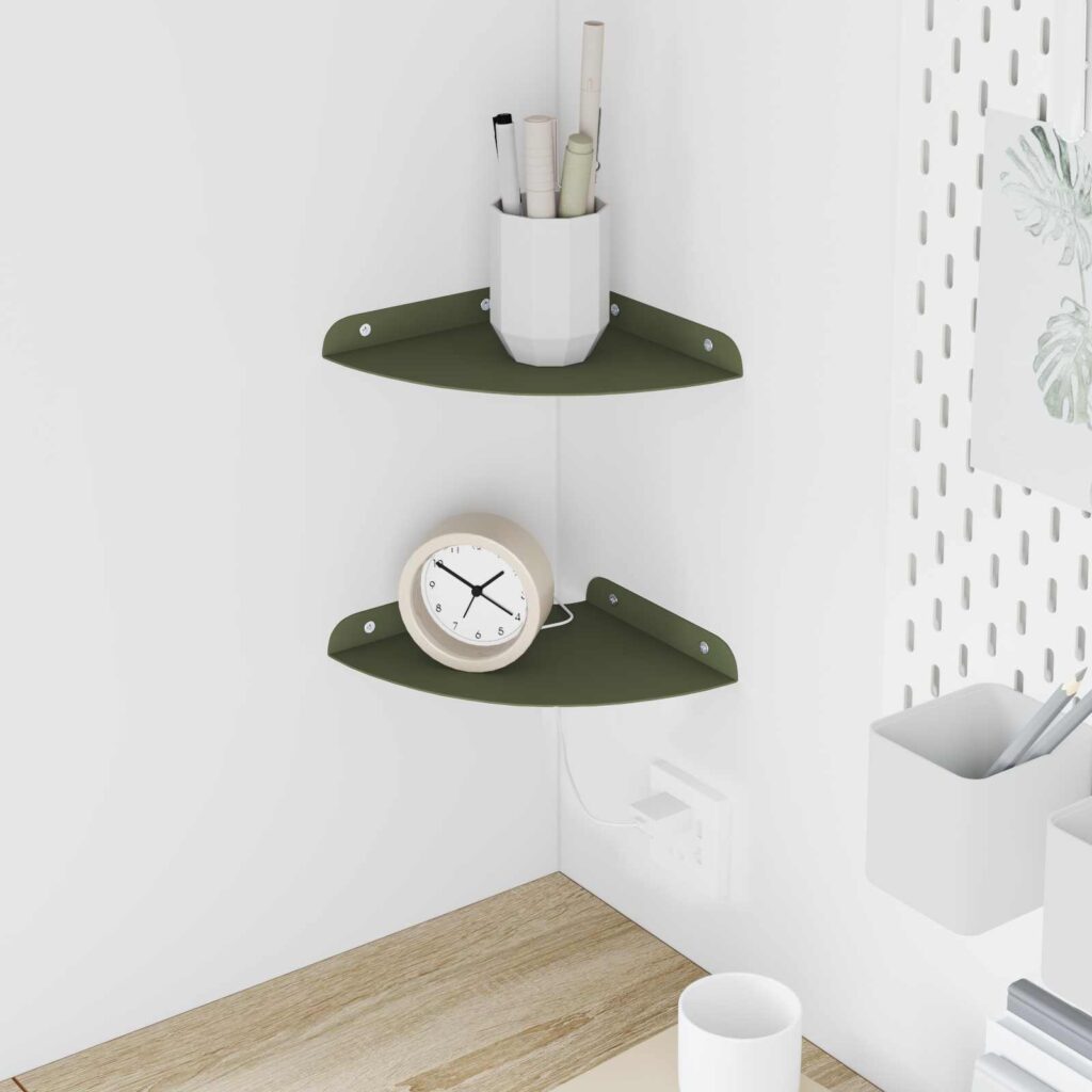 Kelluva hylly hyllyllä 2 pcs Oliivivihreä 18 x 18 x 2 cm