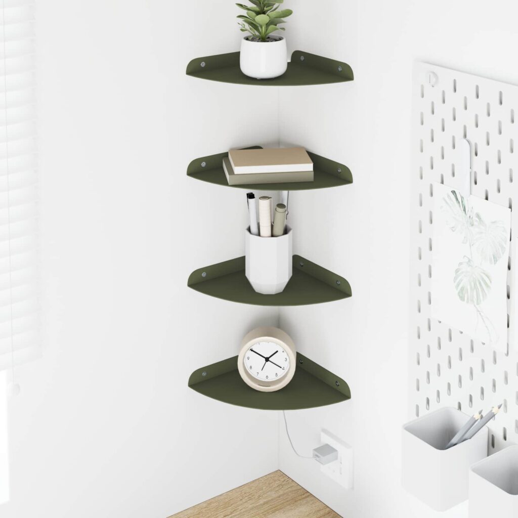 Kelluva hylly hyllyllä 4 pcs Oliivivihreä 18 x 18 x 2 cm