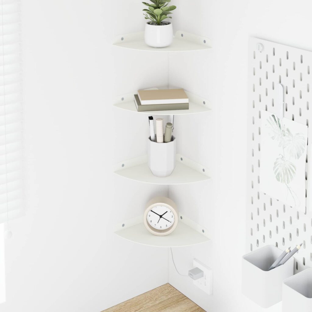 Kelluva hylly hyllyllä 4 pcs Valkoinen 18 x 18 x 2 cm