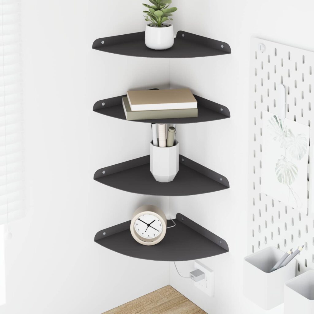 Kelluva hylly hyllyllä 4 pcs Musta 24 x 24 x 2 cm