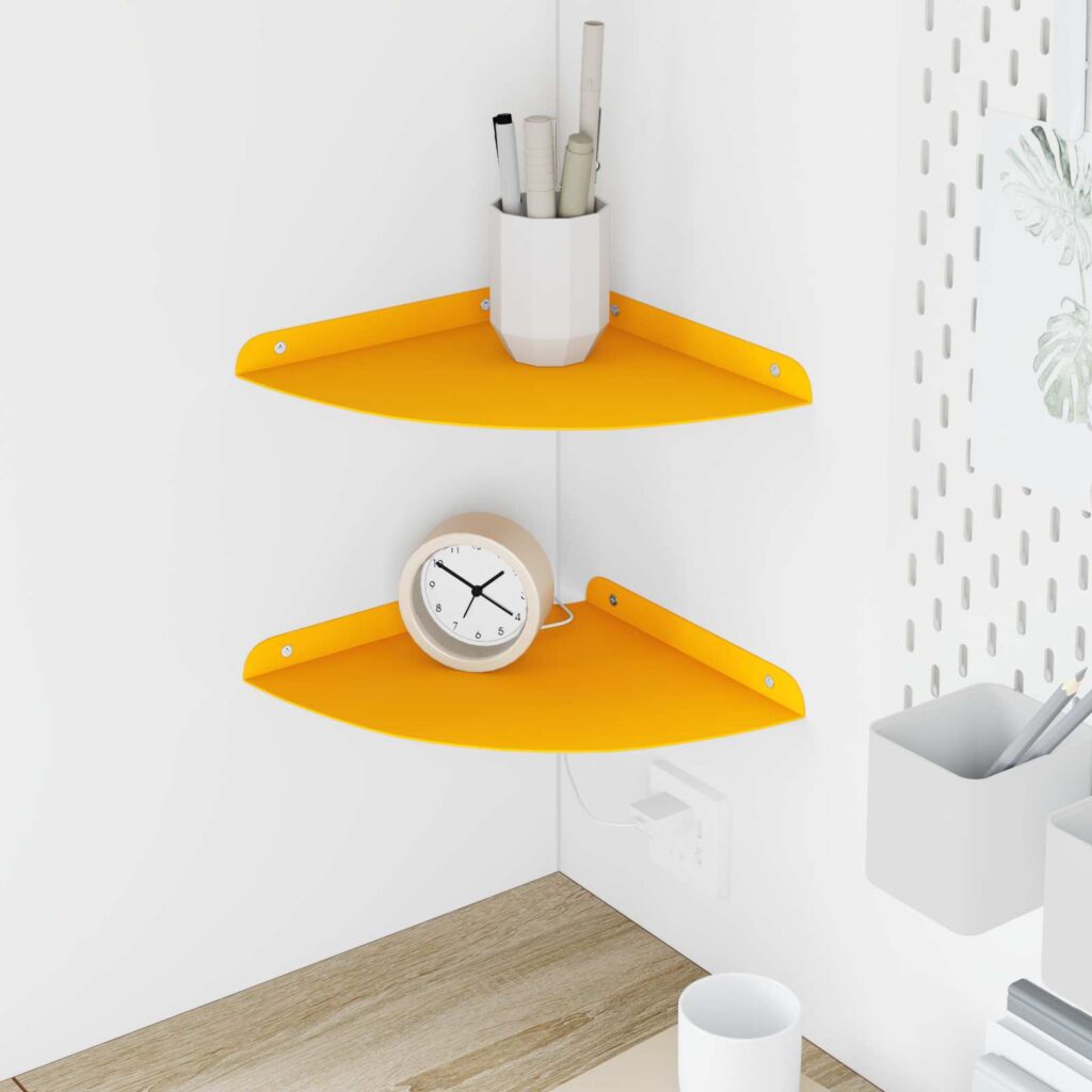 Kelluva hylly hyllyllä 2 pcs Sinappikeltainen 24 x 24 x 2 cm