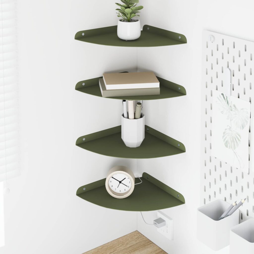 Kelluva hylly hyllyllä 4 pcs Oliivivihreä 24 x 24 x 2 cm