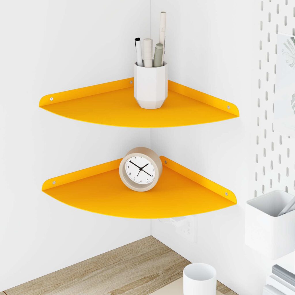 Kelluva hylly hyllyllä 2 pcs Sinappikeltainen 30 x 30 x 2 cm
