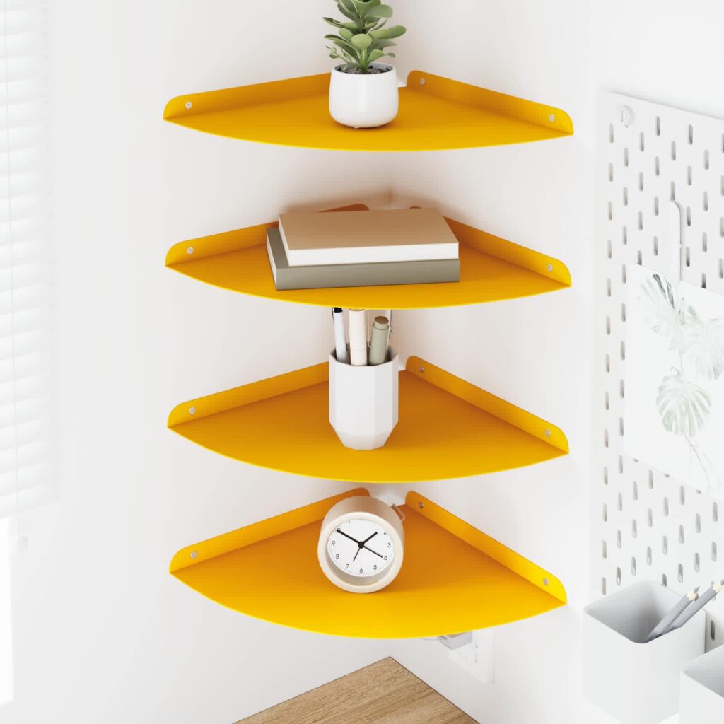 Kelluva hylly hyllyllä 4 pcs Sinappikeltainen 30 x 30 x 2 cm