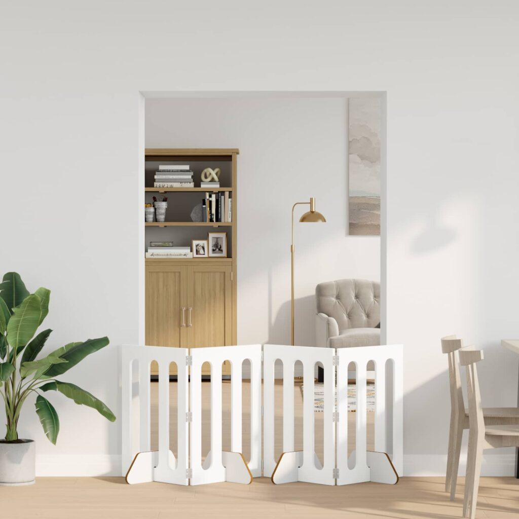 Taitettava lemmikkitarha 4 pcs Valkoinen 201 x 38 x 70 cm