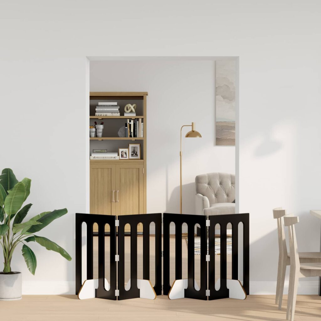 Taitettava lemmikkitarha 4 pcs Musta Tammi 201 x 38 x 70 cm