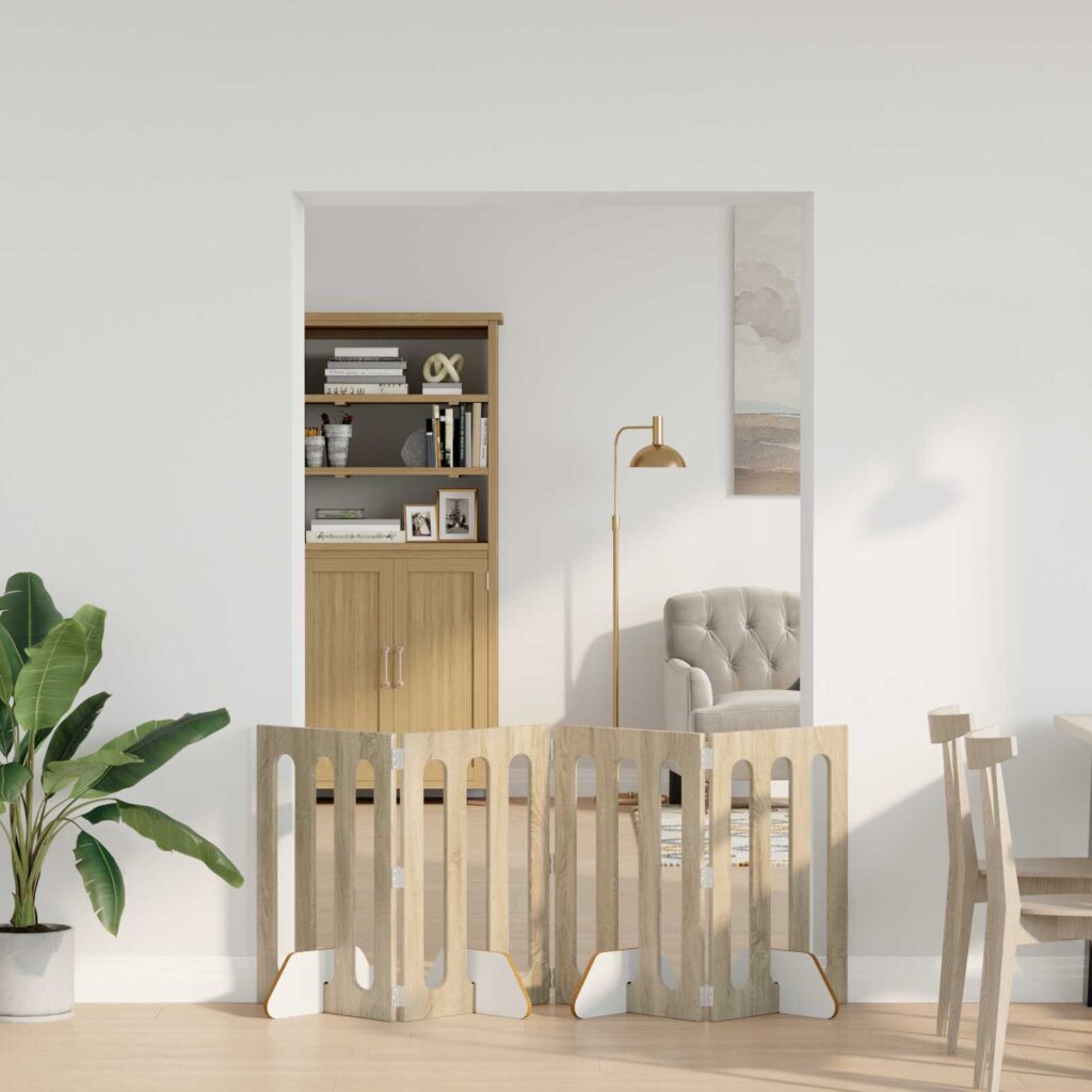 Taitettava lemmikkitarha 4 pcs Sonoman tammi 201 x 38 x 70 cm