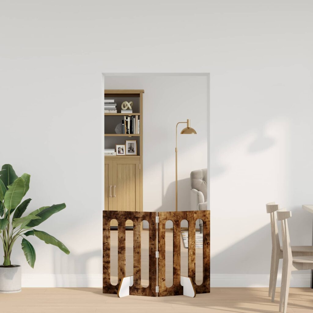 Taitettava lemmikkitarha 2 pcs Savustettu Tammi Käsitelty puu