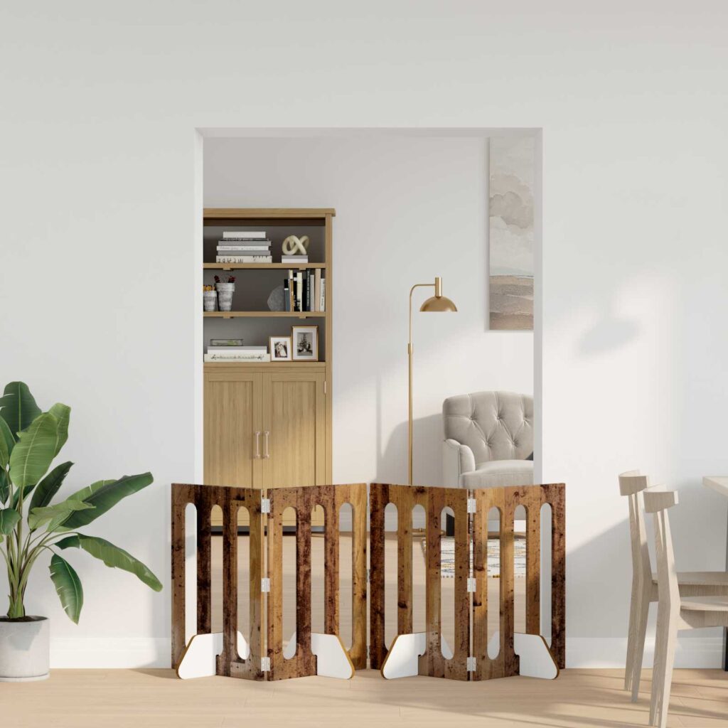 Taitettava lemmikkitarha 4 pcs Tammipuu 201 x 38 x 70 cm