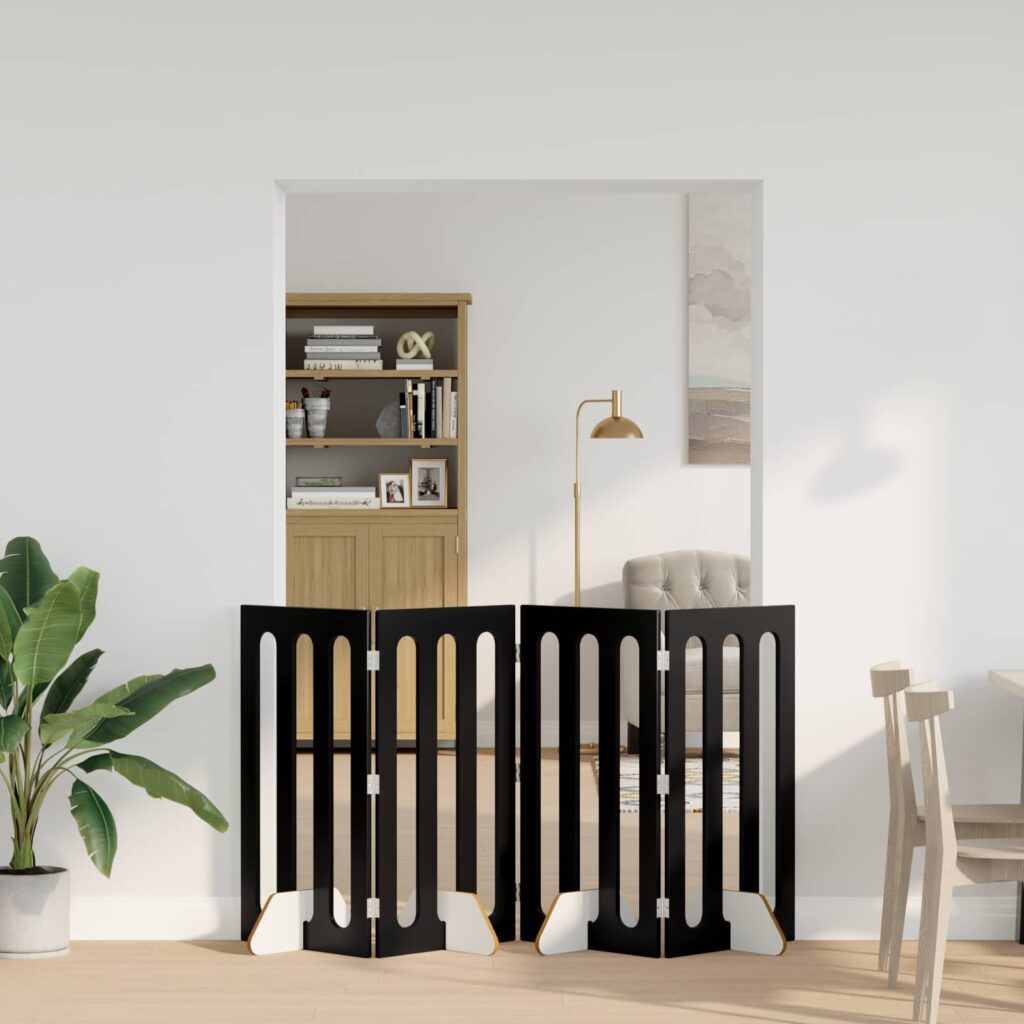 Taitettava lemmikkitarha 4 pcs Musta Tammi 201 x 38 x 90 cm