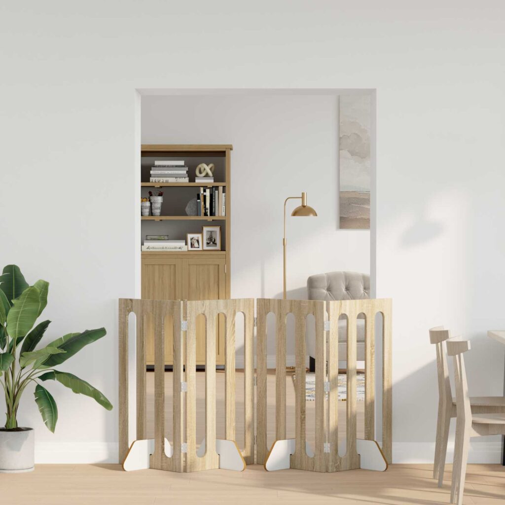 Taitettava lemmikkitarha 4 pcs Sonoman tammi 201 x 38 x 90 cm