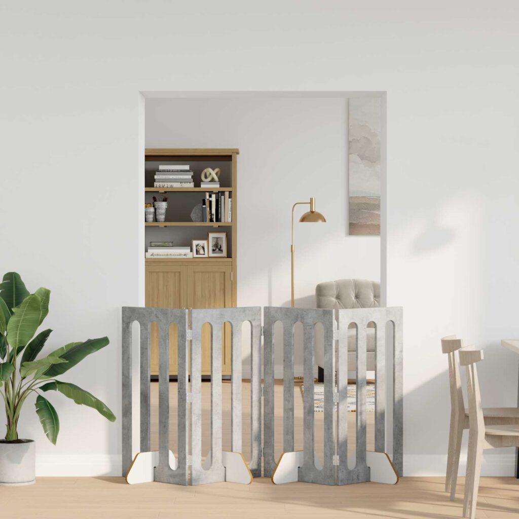 Taitettava lemmikkitarha 4 pcs Betoni Harmaa 201 x 38 x 90 cm