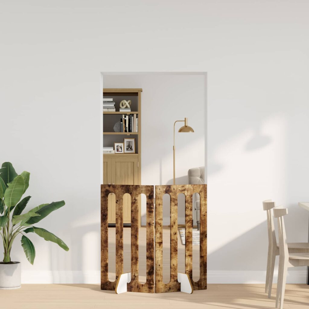 Taitettava lemmikkitarha 2 pcs Savustettu Tammi Käsitelty puu