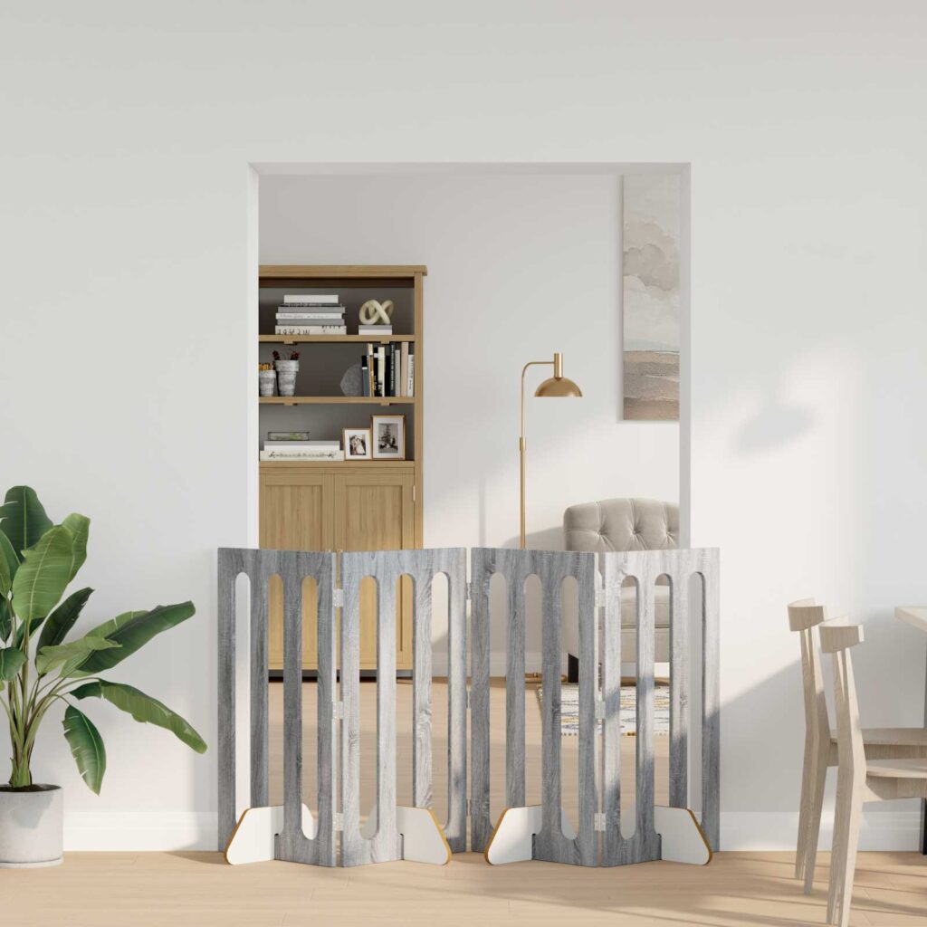 Taitettava lemmikkitarha 4 pcs Harmaa Sonoma 201 x 38 x 90 cm