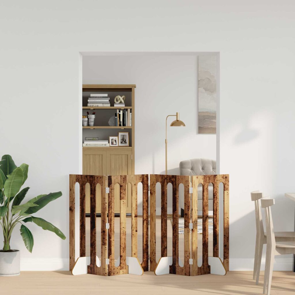 Taitettava lemmikkitarha 4 pcs Tammipuu 201 x 38 x 90 cm