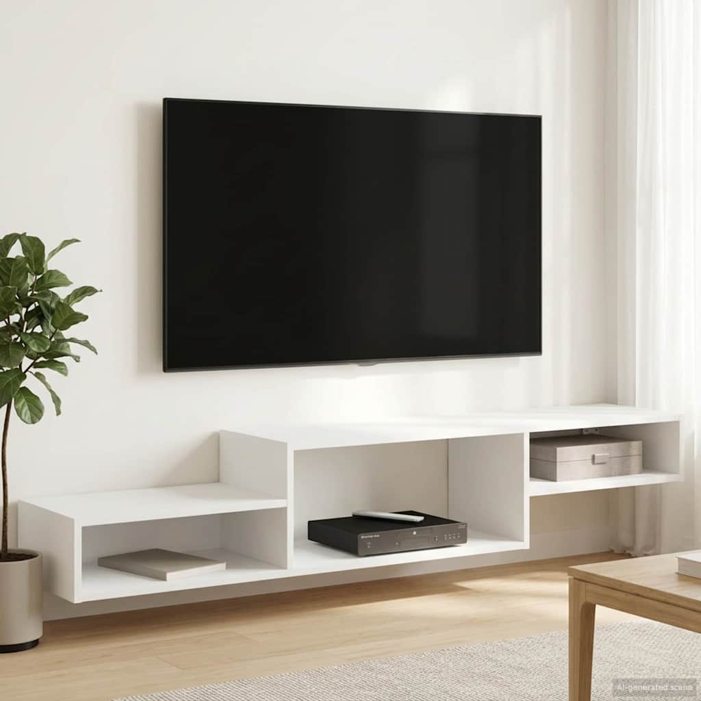 Seinälle kiinnitettävä TV-kaapisto Seinäkiinnitettävä valkoinen