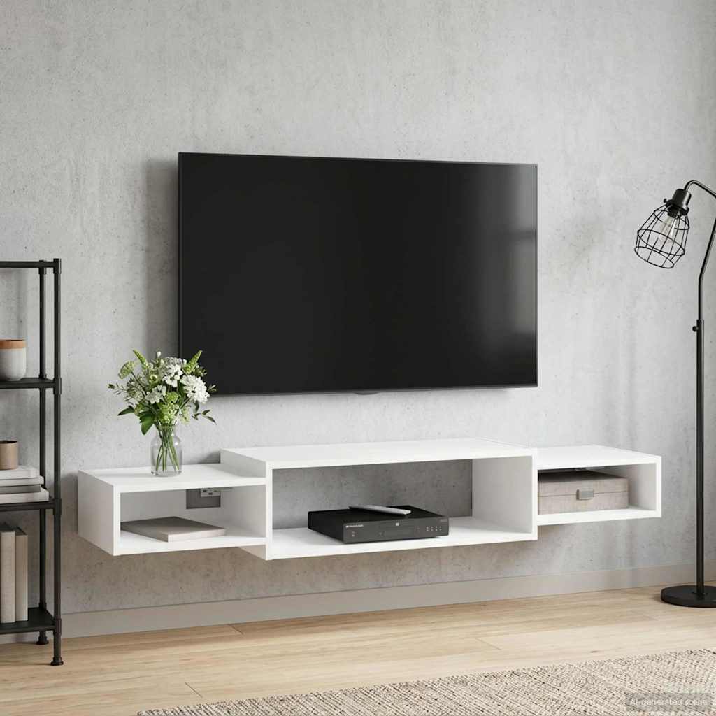 Seinälle kiinnitettävä TV-kaapisto Seinäkiinnitettävä valkoinen