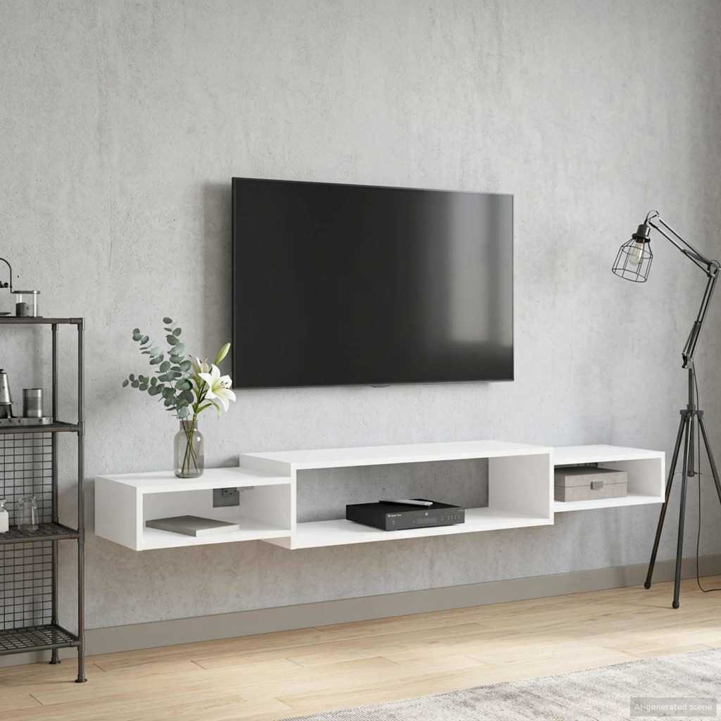 Seinälle kiinnitettävä TV-kaapisto Seinäkiinnitettävä valkoinen