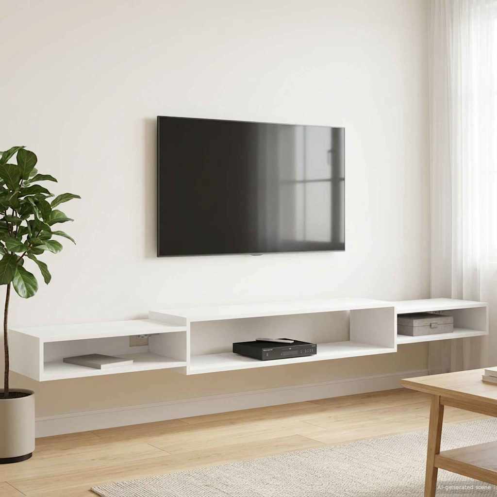 Seinälle kiinnitettävä TV-kaapisto Seinäkiinnitettävä valkoinen