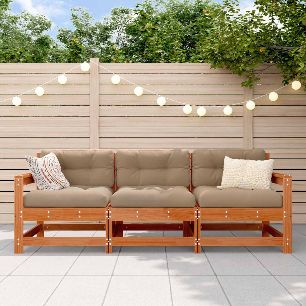 Kulmasohva 3 Kappale Vahansävyinen Ruskea Massiivimänty