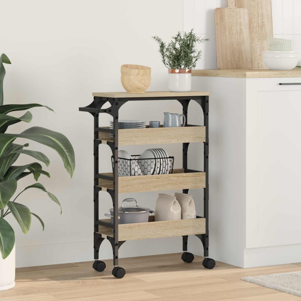 Keittiövaunu Sonoman tammi 53 x 20 x 76 cm Tekninen puu