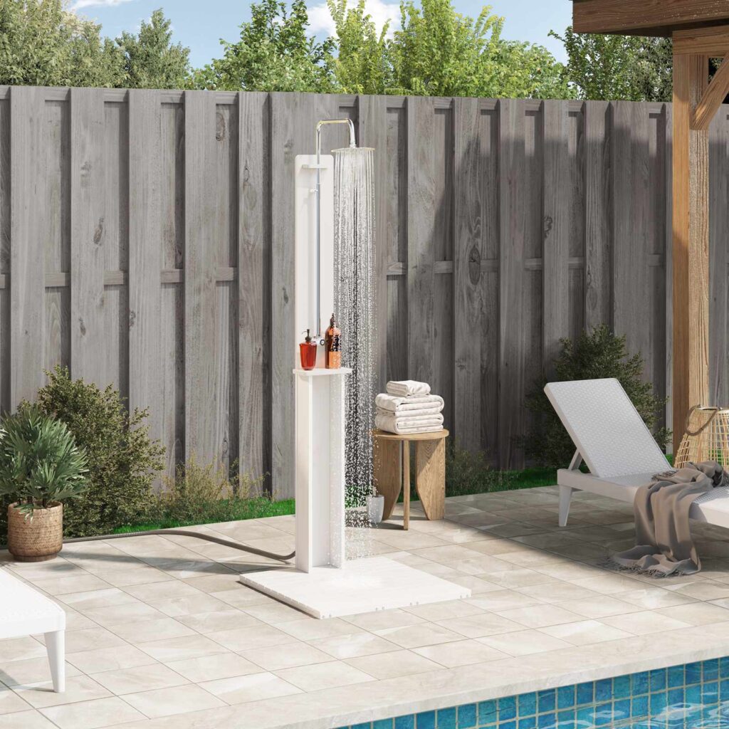 Ulko-suihku Valkoinen 75 x 76 x 217 cm Massiivimänty