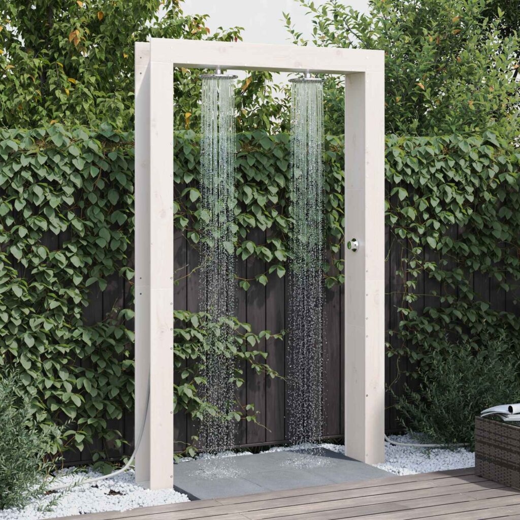 Ulko-suihku Valkoinen 137 x 23 x 226 cm Massiivimänty