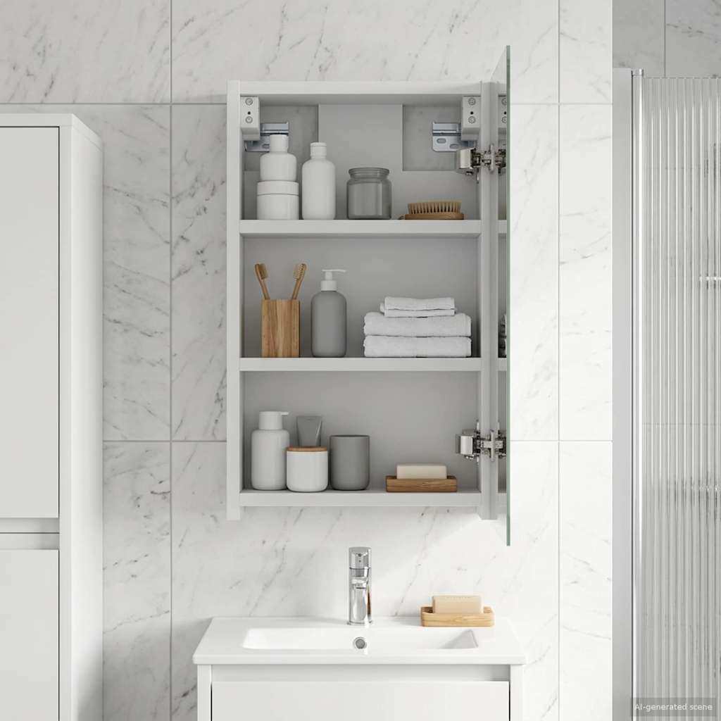 Kylpyhuoneen Peilikaappi hyllyllä Valkoinen 30 x 10,5 x 50 cm