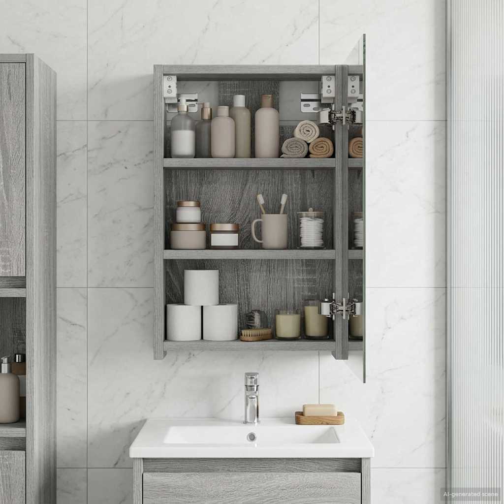 Kylpyhuoneen Peilikaappi ovella Harmaa Sonoma 30 x 10,5 x 50 cm