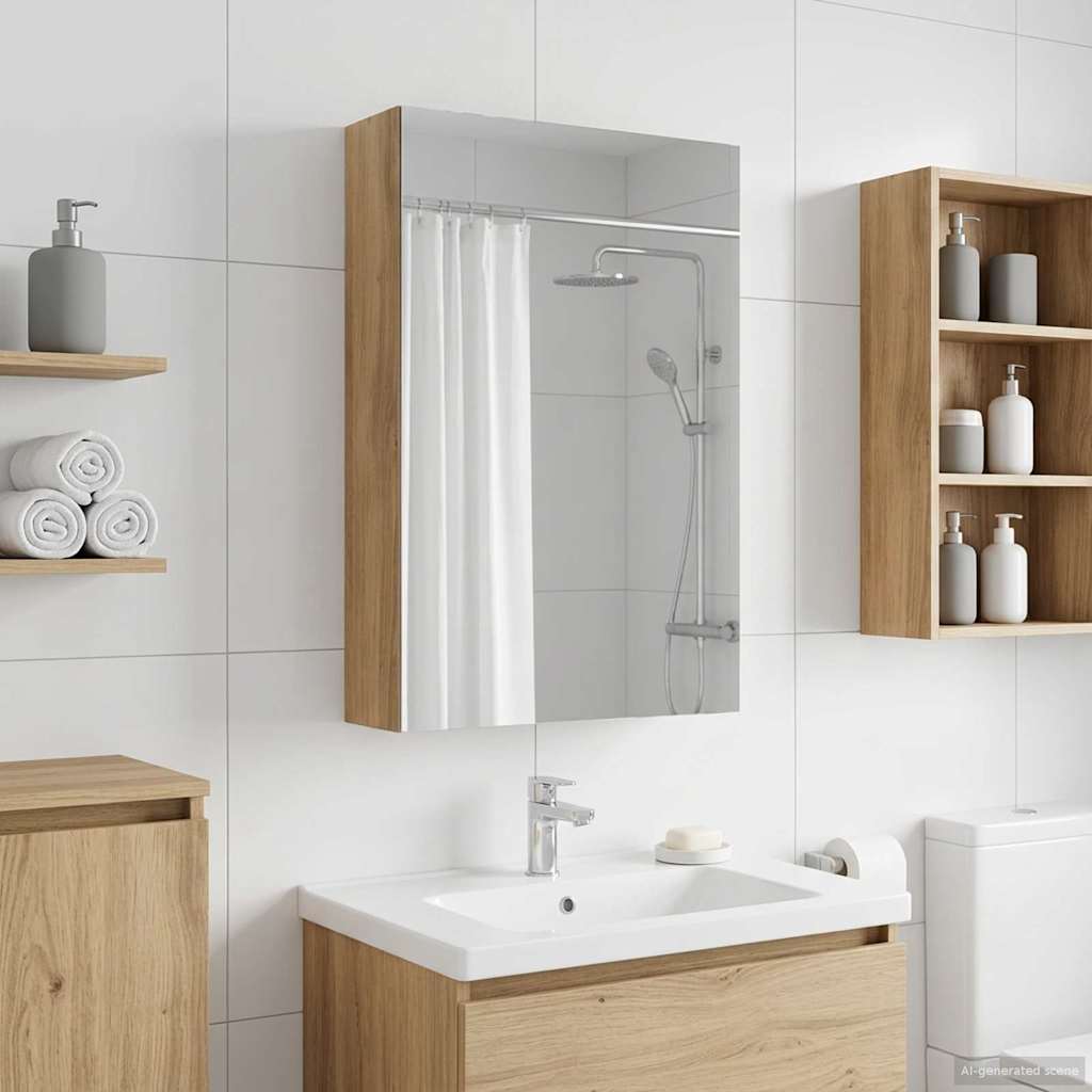 Kylpyhuoneen Peilikaappi hyllyllä Taidekoivu 30 x 10,5 x 50 cm