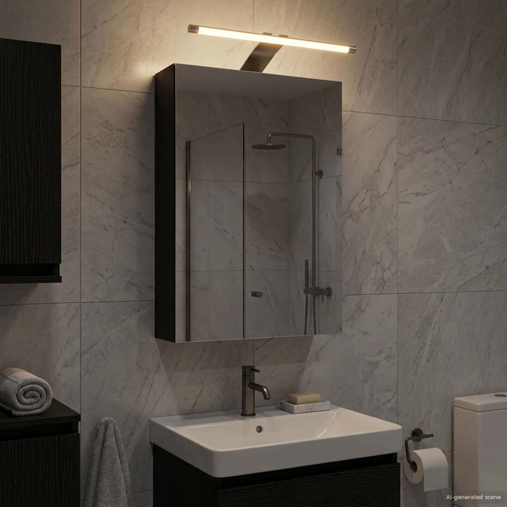 Kylpyhuoneen Peilikaappi ovella Musta tammi. 30 x 10,5 x 50 cm