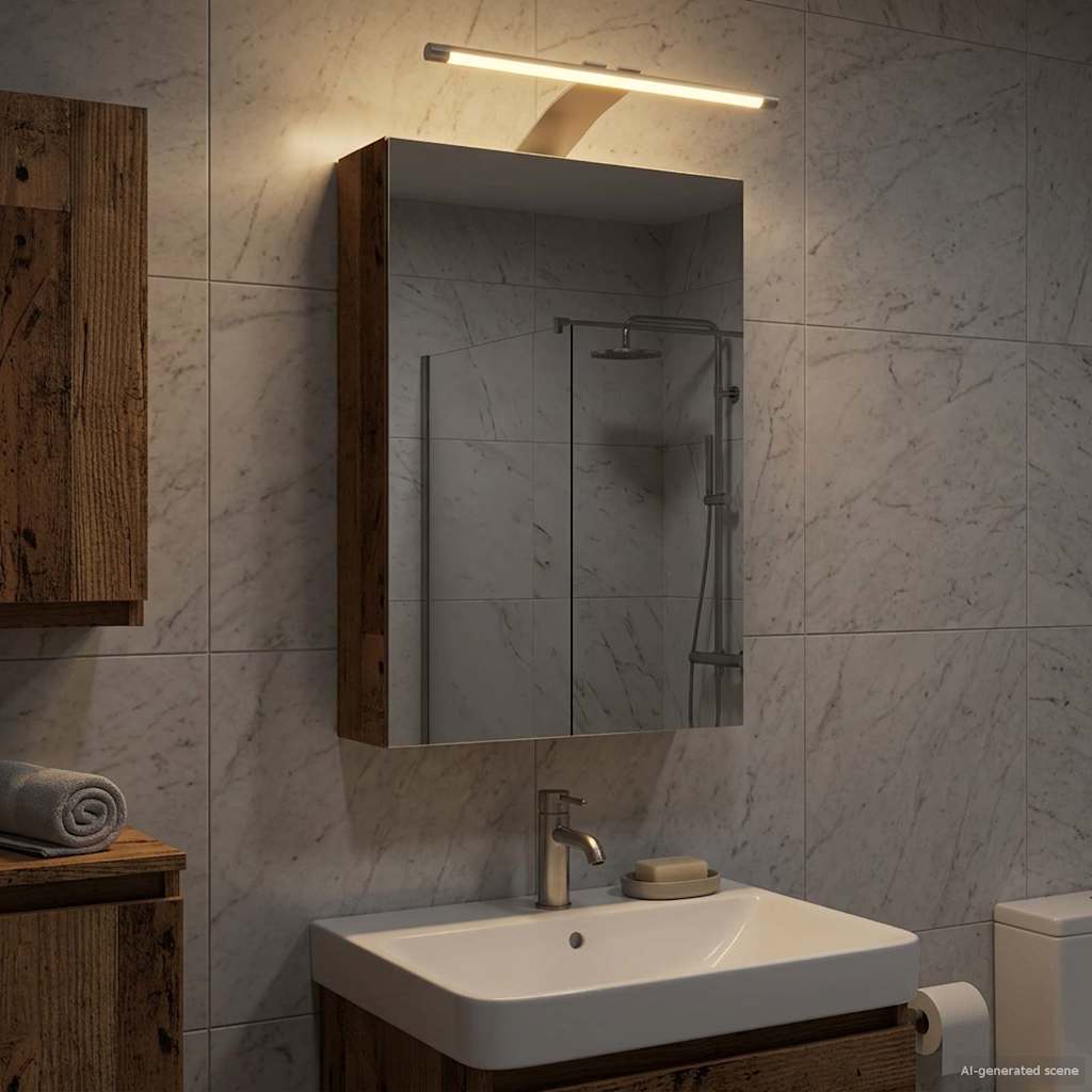 Kylpyhuoneen Peilikaappi hyllyllä Vanha puu 30 x 10,5 x 50 cm