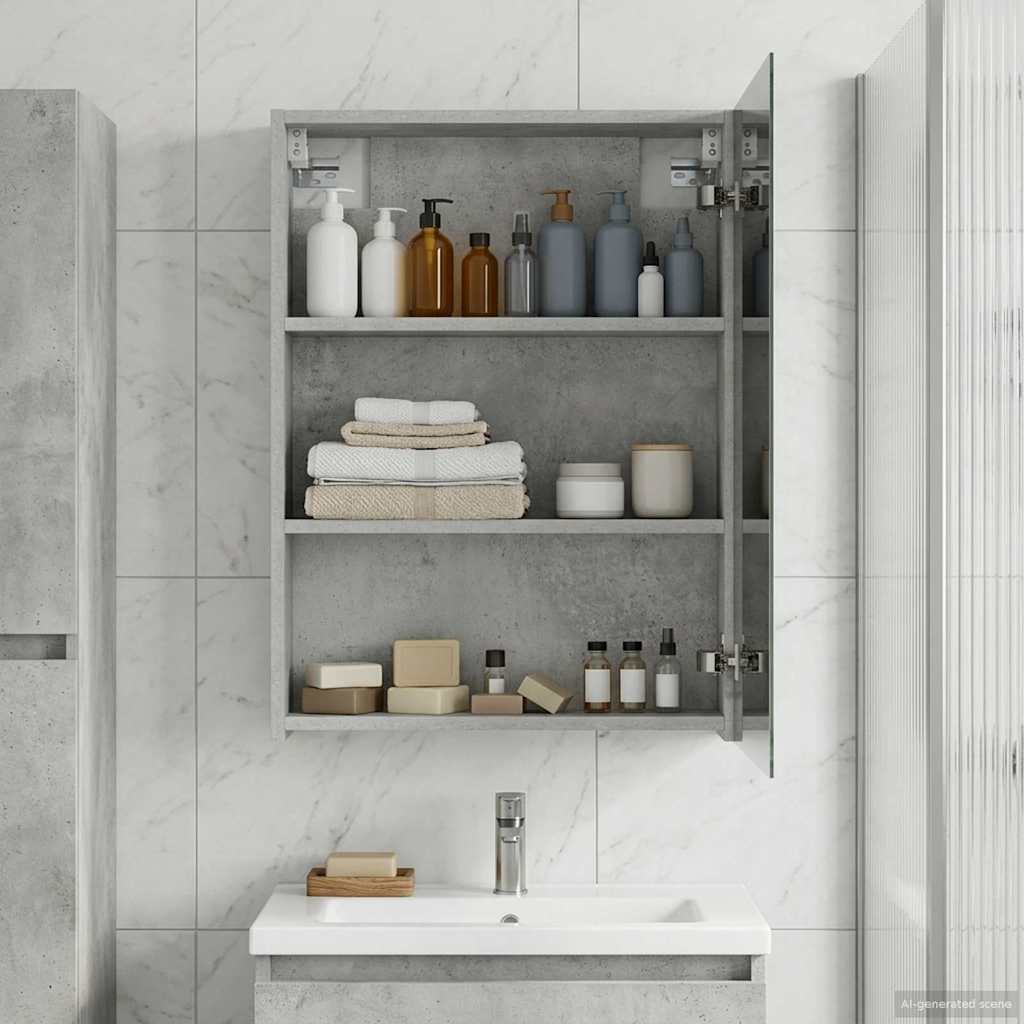 Kylpyhuoneen Peilikaappi ovella Betoni Harmaa 50 x 14,5 x 70 cm