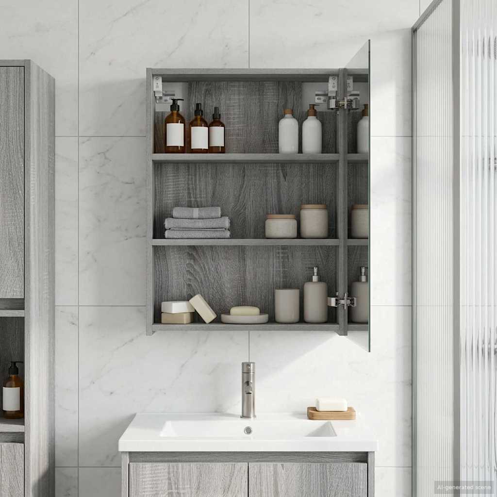 Kylpyhuoneen Peilikaappi ovella Harmaa Sonoma 50 x 14,5 x 70 cm