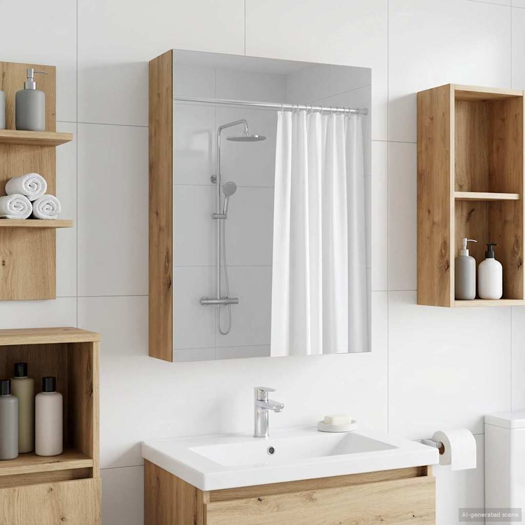 Kylpyhuoneen Peilikaappi hyllyllä Taidekoivu 50 x 14,5 x 70 cm