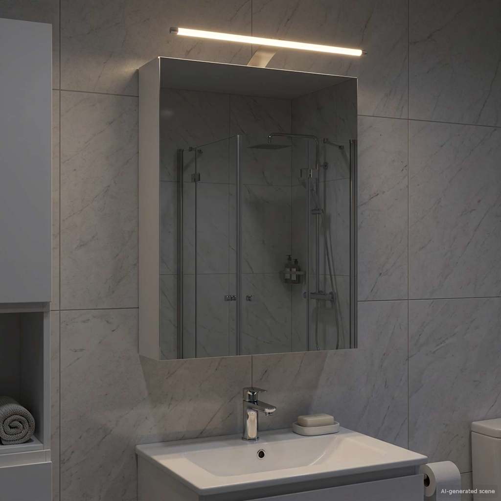 Kylpyhuoneen Peilikaappi hyllyllä Valkoinen 50 x 14,5 x 70 cm