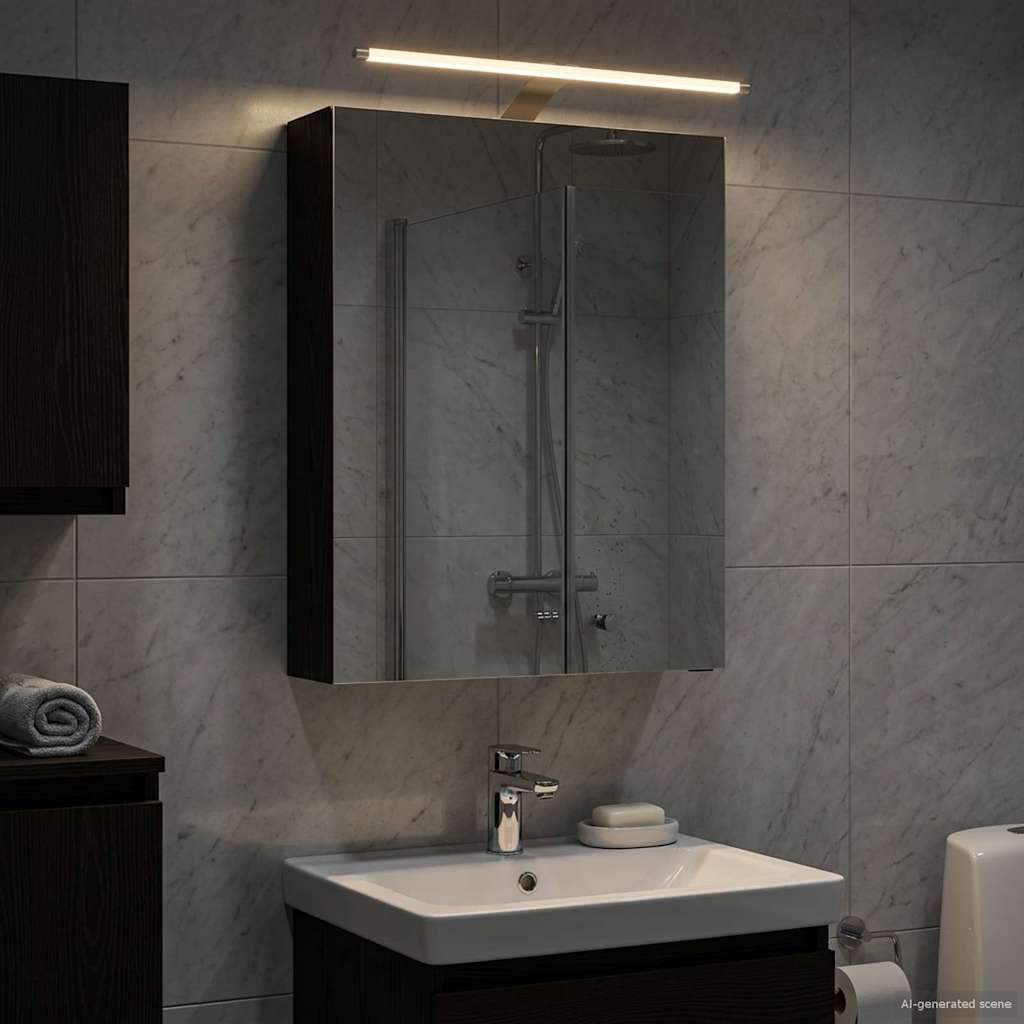 Kylpyhuoneen Peilikaappi ovella Musta tammi. 50 x 14,5 x 70 cm