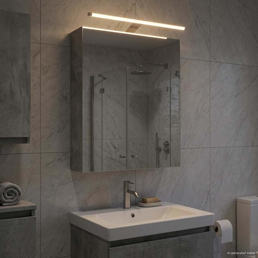 Kylpyhuoneen Peilikaappi ovella Betoni Harmaa 50 x 14,5 x 70 cm