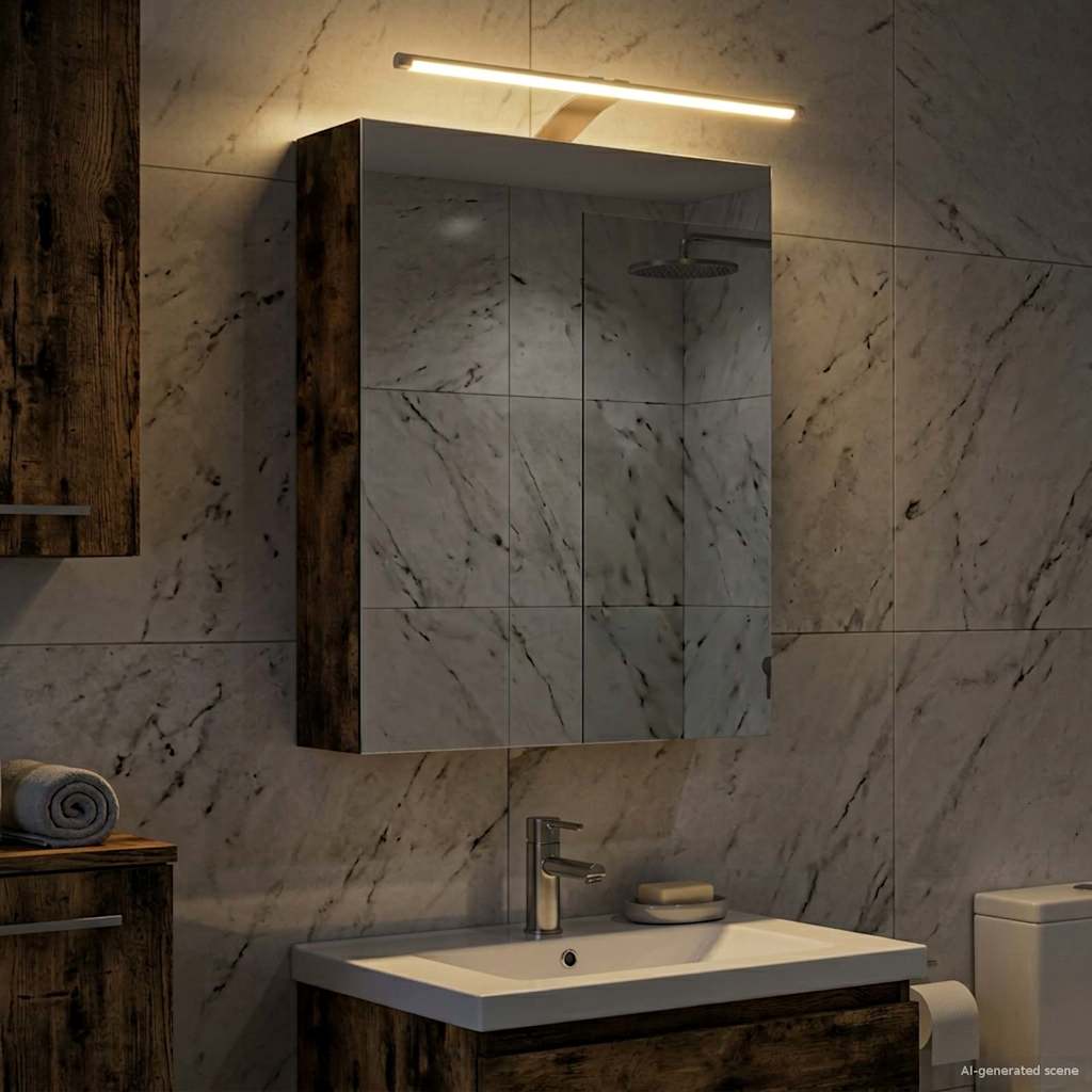 Kylpyhuoneen Peilikaappi hyllyllä Savupähkinä 50 x 14,5 x 70 cm