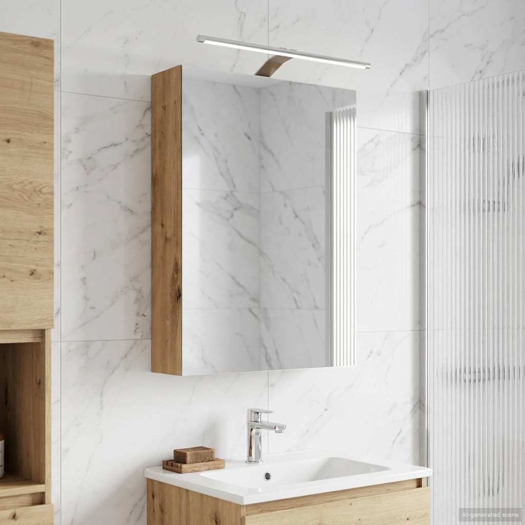 Kylpyhuoneen Peilikaappi hyllyllä Taidekoivu 50 x 14,5 x 70 cm