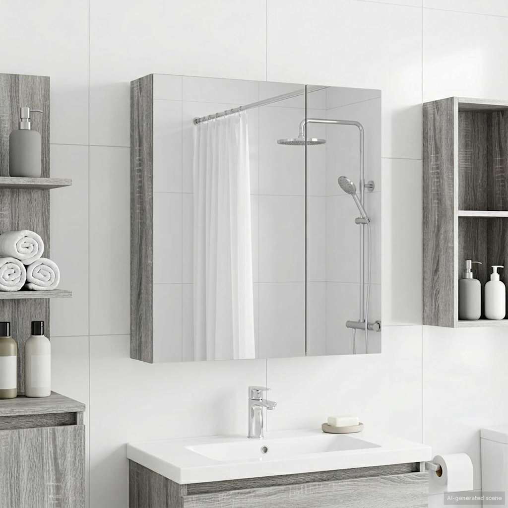 Kylpyhuoneen Peilikaappi ovella Harmaa Sonoma 60 x 14,5 x 70 cm