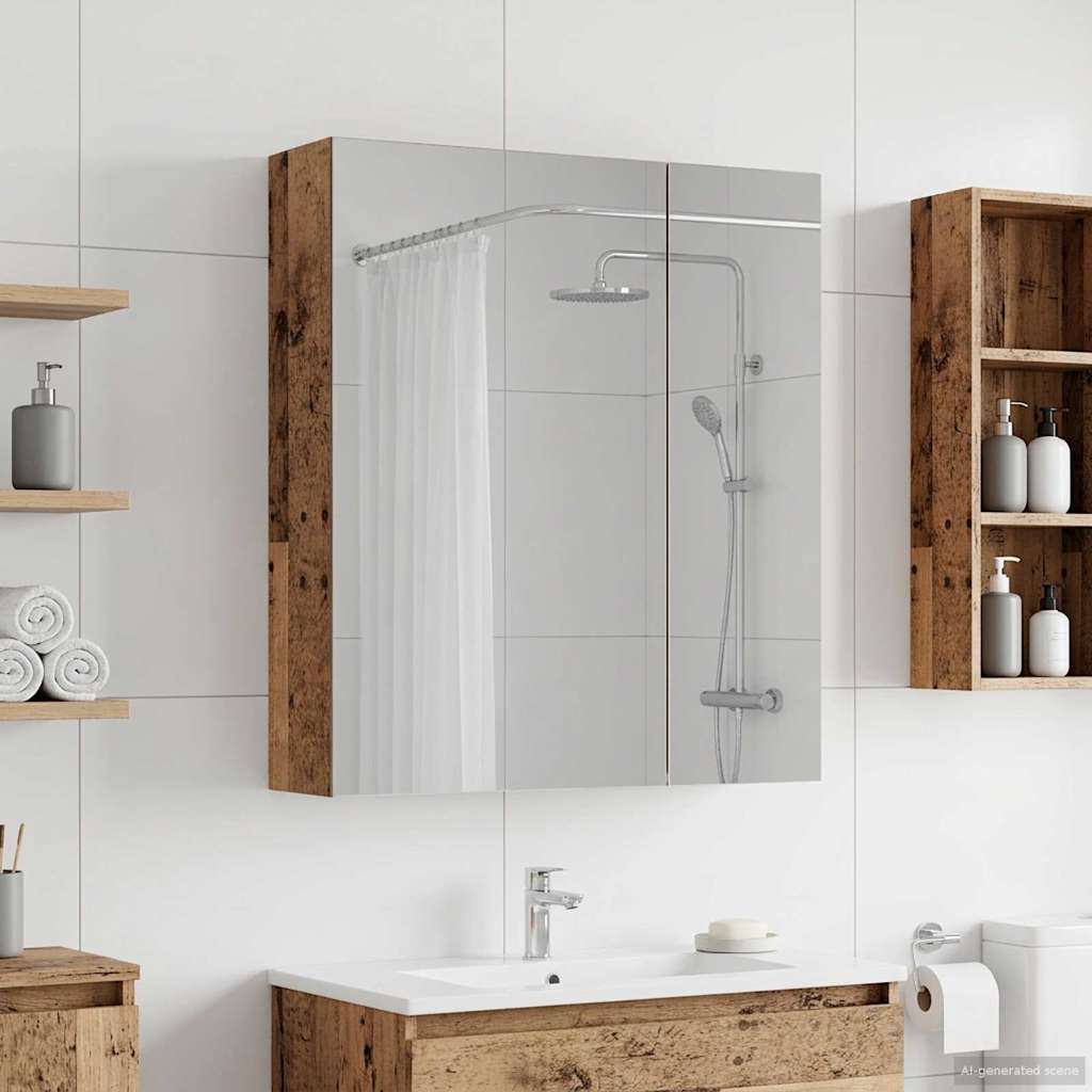 Kylpyhuoneen Peilikaappi hyllyllä Vanha puu 60 x 14,5 x 70 cm