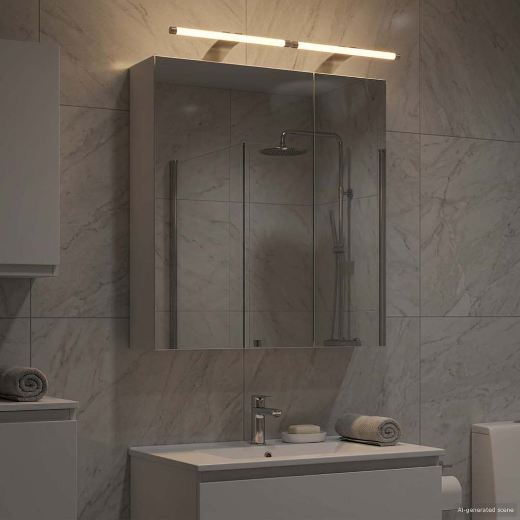 Kylpyhuoneen Peilikaappi hyllyllä Valkoinen 60 x 14,5 x 70 cm