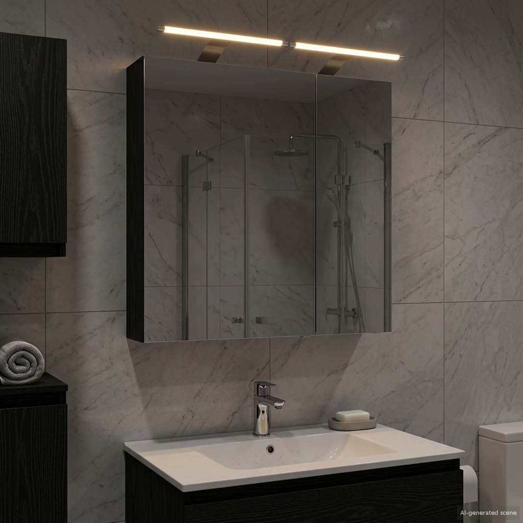 Kylpyhuoneen Peilikaappi ovella Musta tammi. 60 x 14,5 x 70 cm