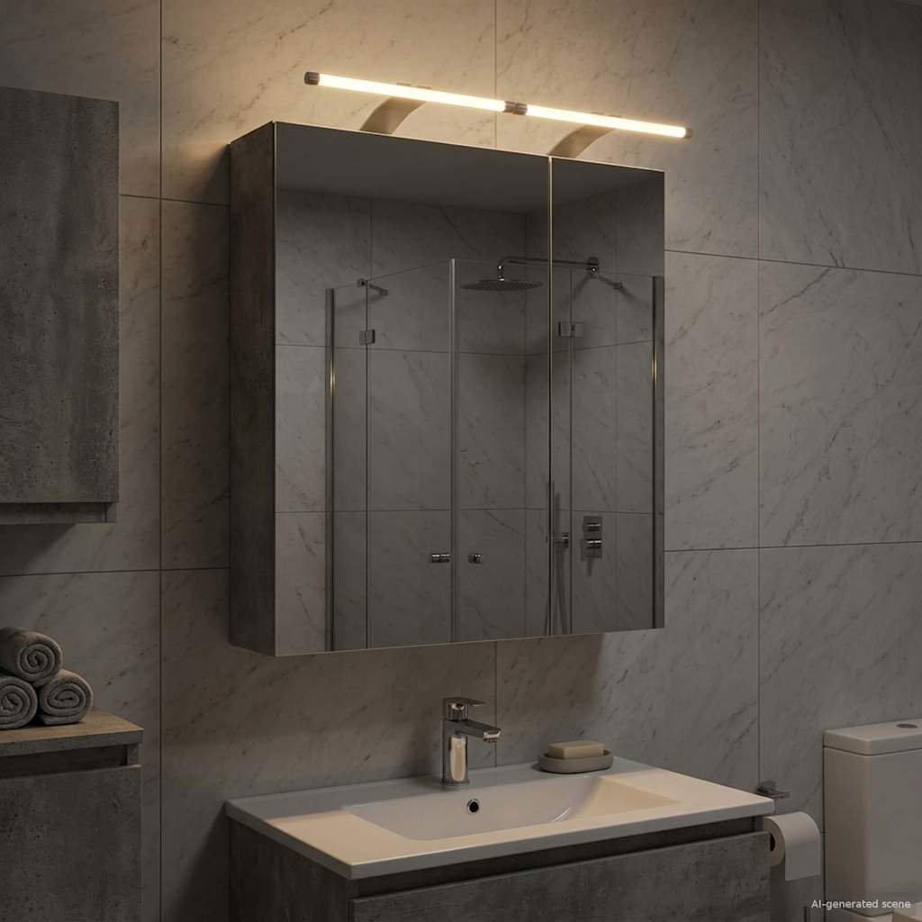 Kylpyhuoneen Peilikaappi ovella Betoni Harmaa 60 x 14,5 x 70 cm