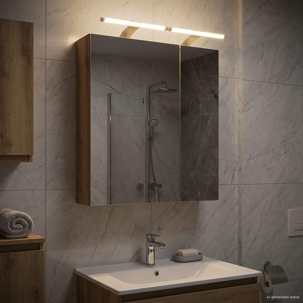 Kylpyhuoneen Peilikaappi hyllyllä Taidekoivu 60 x 14,5 x 70 cm