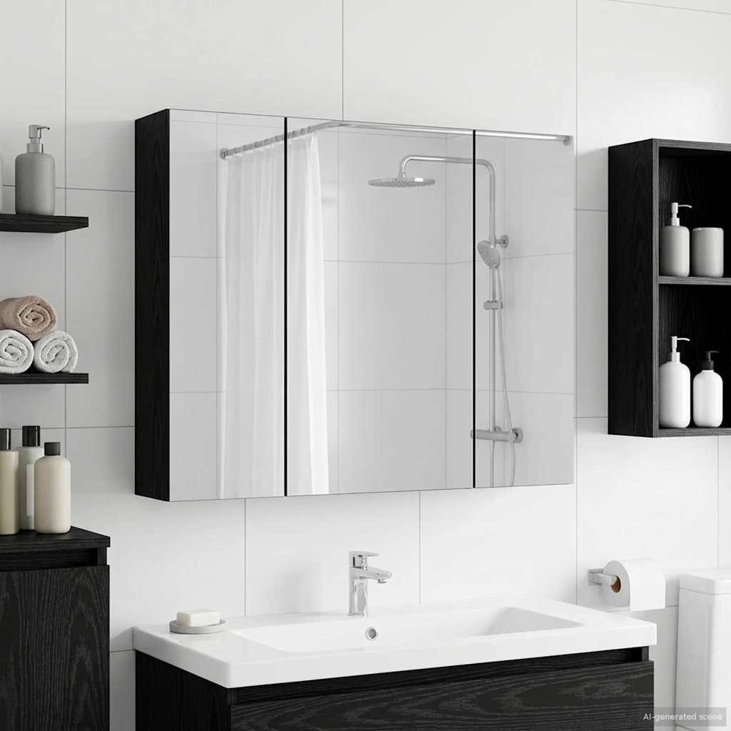 Kylpyhuoneen Peilikaappi Musta tammi. 60 x 14,5 x 50 cm